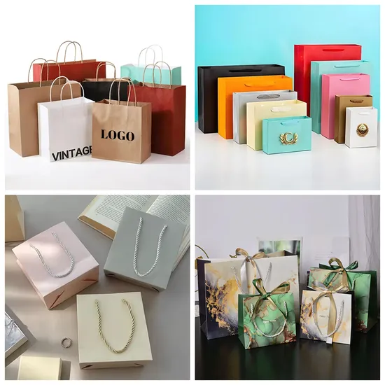 Bolsa de papel Kraft de compras de regalos de lujo barata al por mayor de fábrica OEM con logotipo personalizado